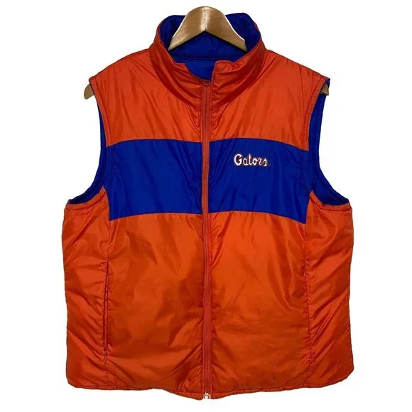 Florida GATORS Columbia Reversible Puffer Vest Womens XL UF Blue Orange